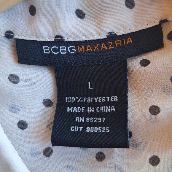 BCBG Maxazria Sheer Pleated Long Sleeve Blouse Size Large - Picture 9 of 9